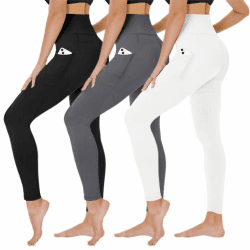 TNNZEET 3er Pack Leggings Damen High Waist Schwarz Leggins Blickdicht für Sport Gym Taschen XXL Schwarz/Dunkelgrau/Weiß  🌟👖