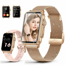 ZIMAOER Smartwatch mit Telefonfunktion, 1,54" HD Smartwatch Damen Herren, Smart Watch Fitnessuhr 130+ Sportmodi (Gold) 🌟⌚