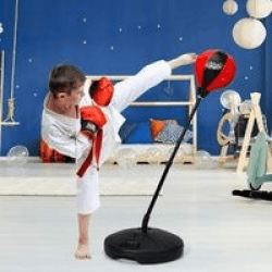 Punchingball Kinder Boxset, Boxsack Set hoehenverstellbar, inkl. Boxhandschuhe und Handpumpe