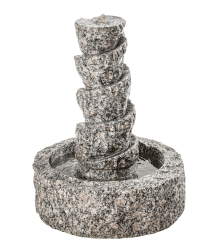Dehner Gartenbrunnen Drill inkl. LED-Beleuchtung, Ø 45 cm, Höhe 55 cm, Granit, grau