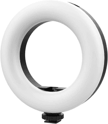 Rollei 28559 Mini-Ringlicht BI-Color, kleine Ring-Leuchte zum anbringen auf der DSLM oder DSLR Kamera oder zur Verwendung auf einem Mini-Stativ mit integriertem Akku.