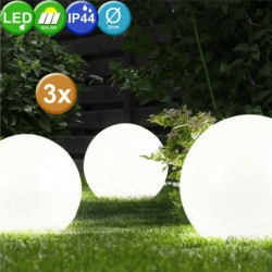 ETC Shop 3er Set Solar Steckleuchte, Kugel weiß, Durchmesser 20 cm