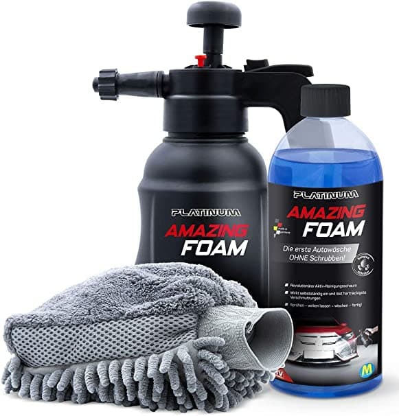 Mediashop Platinum Amazing Foam – Autoreiniger und Autopflege – entfernt hartnäckigen Schmutz und sorgt für Glanz – auch als Cockpit Reiniger – für alle Oberflächen