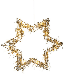 Konstsmide LED Metallstern, messingfarben, 90 bernsteinfarbene Dioden, 3V, Außen (IP44), transparentes Kabel - 1795-803 [Energieklasse G]