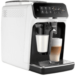 Philips 3200 Series Kaffeevollautomat, 5 Kaffeespezialitäten, LatteGo Milchsystem, weiß/klavierlack-schwarz (EP3243/50)