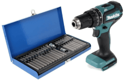 Makita DHP 485 Z Akku Schlagbohrschrauber 18 V 50 Nm Brushless + 40 tlg. Bit Set