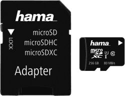 Hama microSDXC 256GB Class 10 UHS-I 80MB/s und Adapter/Foto
