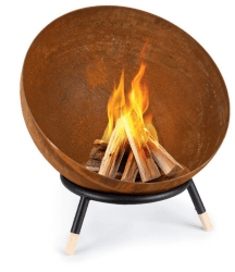Blumfeldt Feuerschale, Outdoor Feuerstelle mit 3-Beinbein Standfuß, Kippbare Feuerschalen für den Garten & Balkon