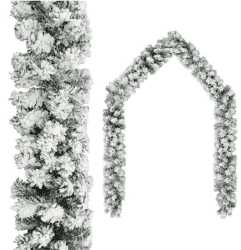 vidaXL Weihnachtsgirlande + LEDs beschneit grün 5m