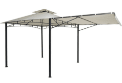 Pergola HWC-F94, Garten Pavillon, Stahl bewegliche Seitenwand 2,5x2,5m ~ creme-beige