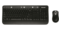 Microsoft Wireless Desktop 2000, DEU, Volle Größe (100%), Kabellos, RF Wireless, Schwarz, Maus enthalten