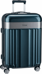 TITAN 4-Rad Koffer M mit TSA Schloss, Gepäck Serie SPOTLIGHT: edler Trolley in trendigen Farben, 67 cm, 69 Liter, North Sea (Blau)