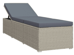 vidaXL Sonnenliege mit Auflage Poly Rattan Grau
