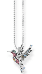 THOMAS SABO Damen Halskette Bunter Kolibri aus 925 Sterlingsilber