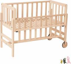 Geuther Beistellbett Betty | 45 cm x 90 cm | 9-Fach Höhenverstellbar | mit Lattenrost aus Massivholz | Nachhaltige Qualität | Einfacher Aufbau | Unbehandeltes Holz