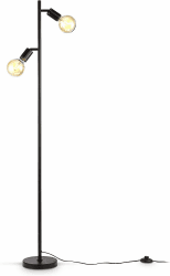 B.K.Licht I vintage Stehlampe schwarz I 2-flammig I E27 I schwenkbare Standleuchte I Retro Vintage Industrial I Fußschalter I Metall I Wohnzimmerlampe