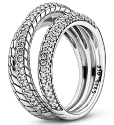 Pandora Schlangengliedermuster dreifach Pavé-Ring