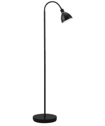JUGENSTIL STEHLEUCHTE RAY 155CM SCHWARZ / OPAL, ROBUSTER BELEUCHTUNGSKÜNSTLER IN INDUSTRIELLEM STIL