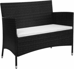 vidaXL Gartenbank Terassenbank Außenbank Sitzbank Parkbank Rattanbank Bank Gartenmöbel Balkonbank Sofa Garten Poly Rattan 100cm Schwarz