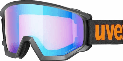 uvex athletic CV - Skibrille für Damen und Herren - konstraststeigernd - vergrößertes, beschlagfreies Sichtfeld - black matt/blue-orange - one size