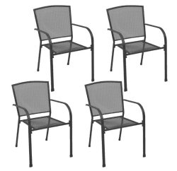 vidaXL Gartenstühle 4 Stk. Mesh-Design Stahl