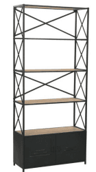 vidaXL Bücherregal aus massivem Tannenholz und Stahl 80x32,5x180 cm