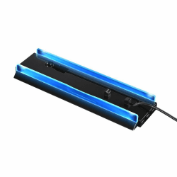 Hama Standfuß "Vertical" mit 3-fach USB-Hub und blauer LED-Beleuchtung für PlayStation 4