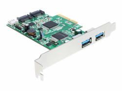 Delock PCI Express Card > 2 x external USB 3.0, 2 x internal SATA 6 Gb/s - Speicher/USB3.0-Controller - USB 3.0 / SATA 6Gb/s - 6 Gbit/s - PCIe 2.0 x4
