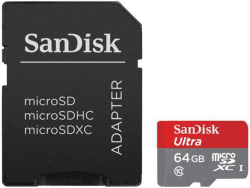 Sandisk SDSQUNC-064G Micro SDXC Ultra Class 10 UHS-I microSDXC Speicherkarte, 64 GB, Class 10