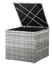 Casaria Polyrattan Auflagenbox Grau 75x75x70cm