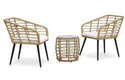VidaXL 3-tlg. Bistro-Set Poly Rattan Eiche