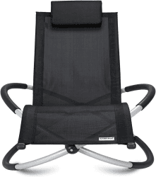 Casaria Relaxliege Neapel Wetterfest 180kg Belastbar Ergonomisch Klappbar UV-Beständig Kopfkissen Kippschutz Garten Terrasse Liege Relaxsessel Schwarz