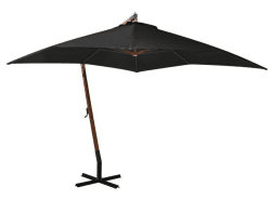 VidaXL Ampelschirm mit Mast Schwarz 3x3 m Massivholz Tanne
