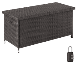 TecTake Auflagenbox Kiruna mit Kunststoffgeflecht, 120x55x61,5cm, 270l