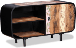 vidaXL TV Schrank mit 1 Schrank 2 Regalen Fernsehtisch Fernsehschrank Lowboard TV Möbel Sideboard HiFi-Schrank Recyceltes Massivholz 90x30x48cm