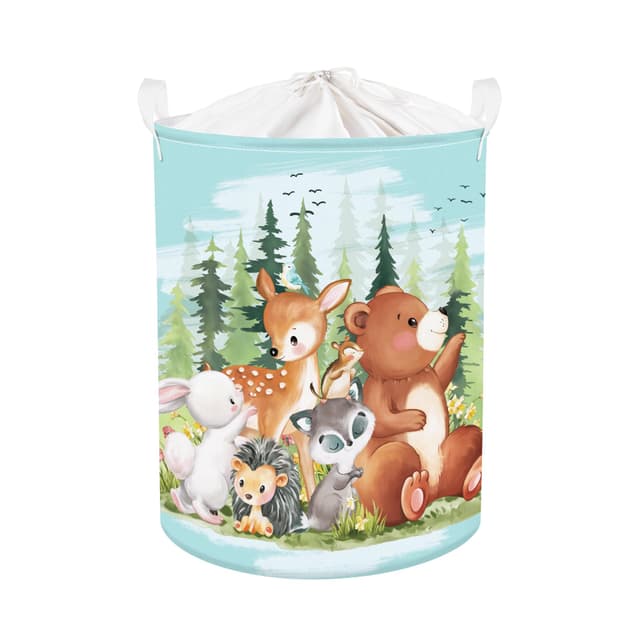 Clastyle Tannenwald Wildtiere Kinder Wäschekorb mit Henkel 🐻🦌