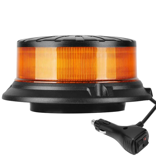 AGRISHOP 12V/24V LED Rundumleuchte Blitzleuchte Mit Magnetfuß, 36 LED 9-Modus Amber Blinkleuchte Orange Gelb