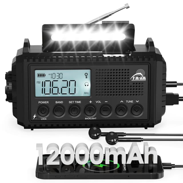 Kurbelradio Notfallradio mit 12000 mAh Powerbank 📻🔦🌞