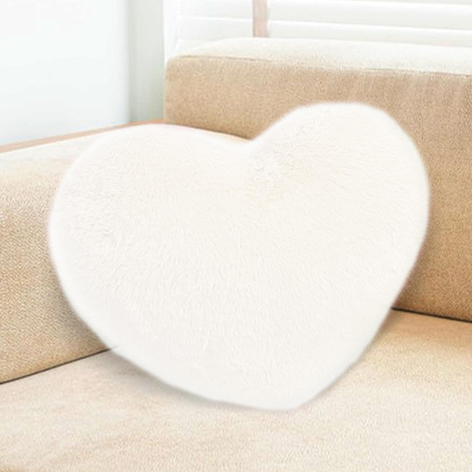 🎁 Gohytal Herzkissen - Weiß Plüsch Herzform Kuschelkissen 🛋️
