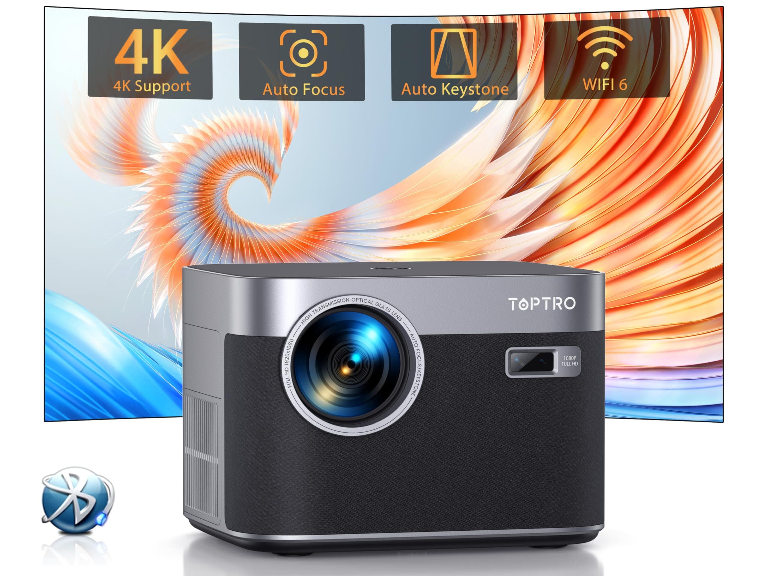 TOPTRO 4K Beamer für Heimkino mit Autofokus und Trapezkorrektur