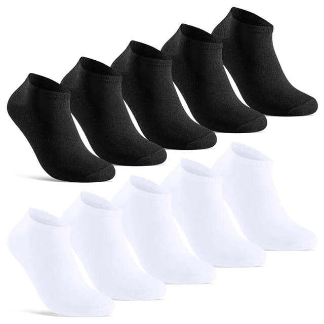 🧦 10 Paar Sneaker Socken Herren & Damen | Baumwolle Schwarz Weiß Grau 43-46 | Angebot