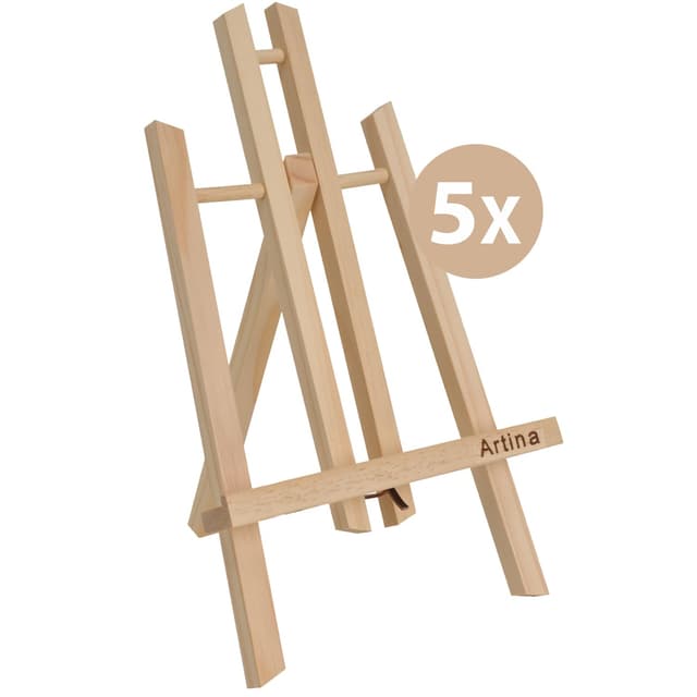 Artina Manchester 5er Set Tischstaffelei klein aus Holz 28cm 🎨🖼️ Mini Präsentationsstaffelei Display-Staffelei für Bilder, Menü Karten, Deko