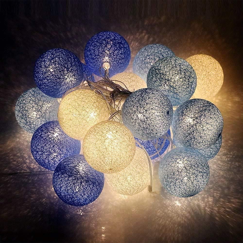 LED Baumwollkugeln Lichterkette 💙 Batteriebetrieben 💡 - 20er Cotton Ball Nachtlicht 🌟