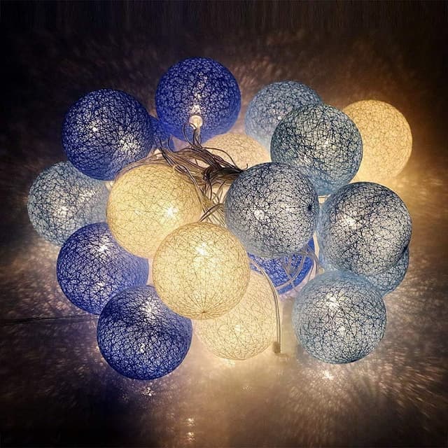 LED Baumwollkugeln Lichterkette 💙 Batteriebetrieben 💡 - 20er Cotton Ball Nachtlicht 🌟