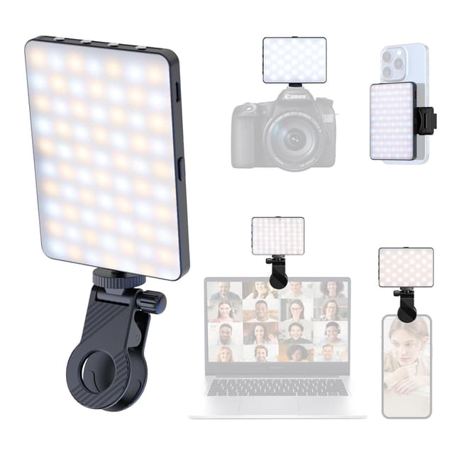 ETENTOUS Selfie Licht mit Clip, 80 LED Videolicht Dimmbare 3000K-9900K Handylicht