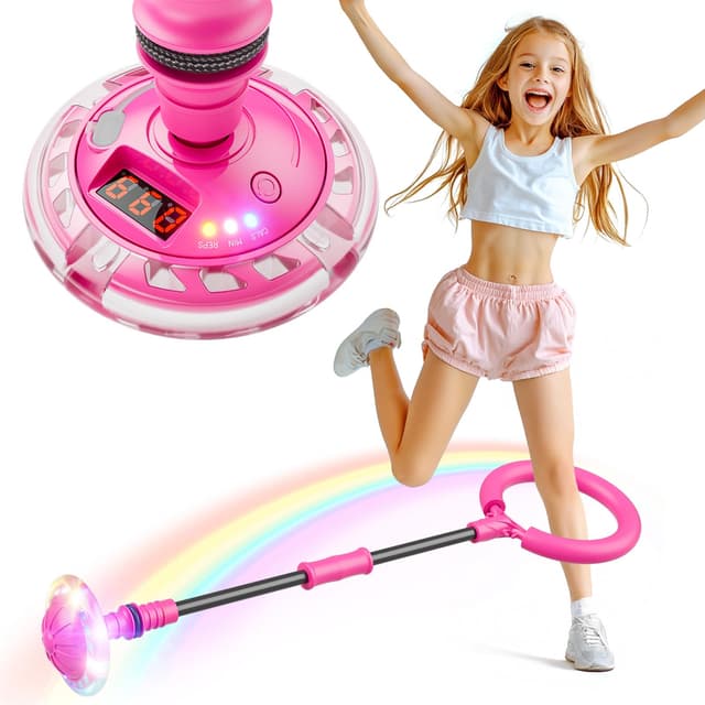 🌟 Hot Bee Kinder Blinkender Springring Fußkreisel mit Zähler, Timer, Kalorienzähler, Spielzeug Geschenke für Mädchen 6 7 8 9 10 11 Jahre 🎁