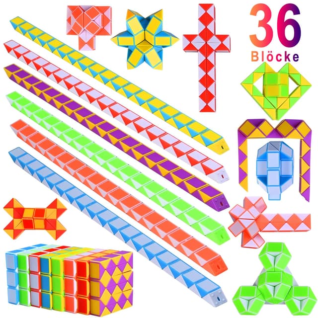 🎁 GOLDGE Mitgebsel Kindergeburtstag 15er 36 Blöcke Magische Schlange - Kinder Geschenke 🎉