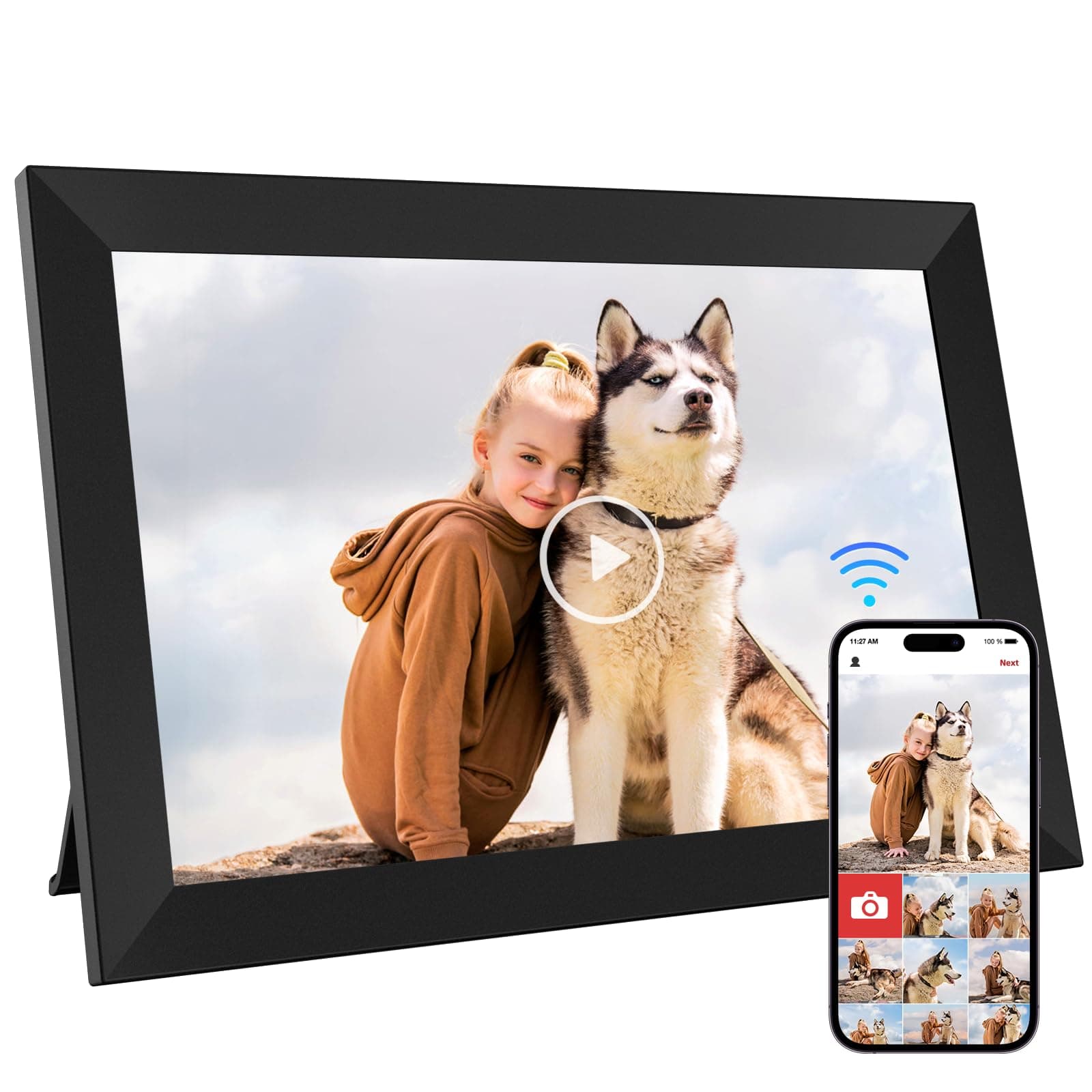 📸🎁 10,1 Zoll WiFi Digitaler Bilderrahmen mit 32GB Speicher - Schwarz