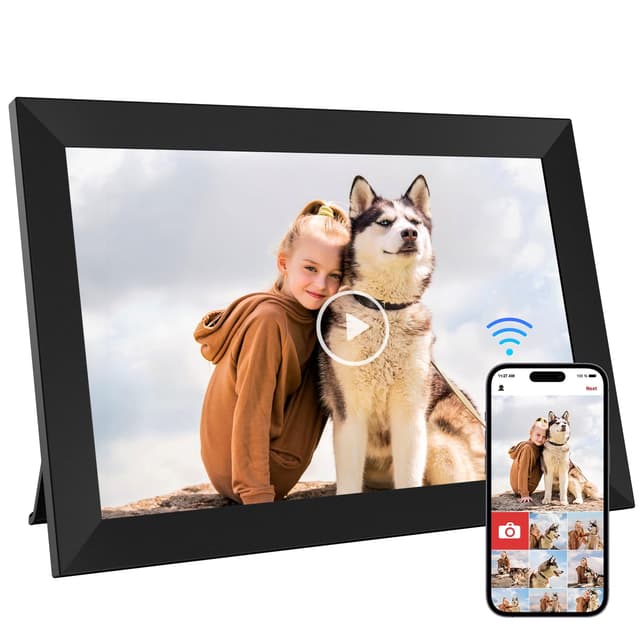 📸🎁 10,1 Zoll WiFi Digitaler Bilderrahmen mit 32GB Speicher - Schwarz