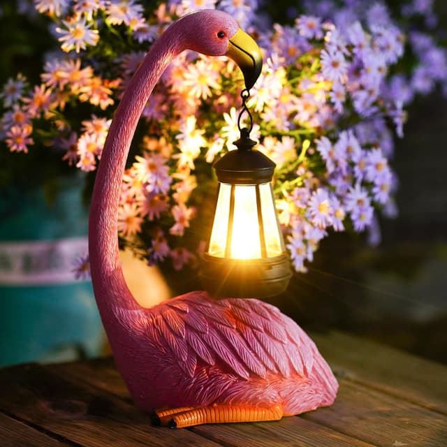 Yeomoo Rosa Flamingo Figuren mit Solarlampen Deko für Wohnzimmer Garten 🌺